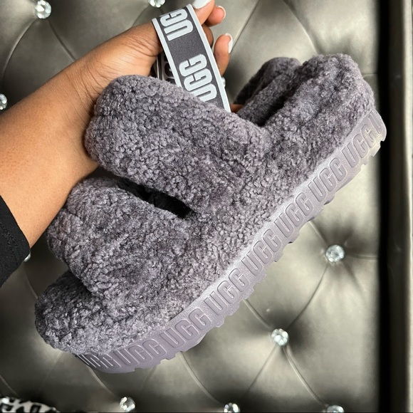 UGG® Grey Oh Fluffita Fur Slides - Picture 11 of 11